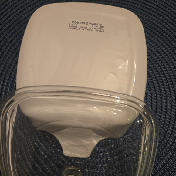 Corningware White Casserole Dish with Blue Floral Design - Picture 2 of 2